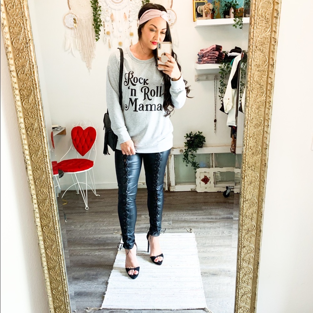 Lace Up Faux Leather Leggings - Picture 5 of 6